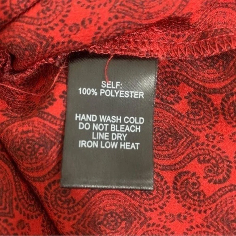 Lulu's Women's S Burgundy Black Paisley Whimisgoth Fairy Grunge Chic Wrap Blouse